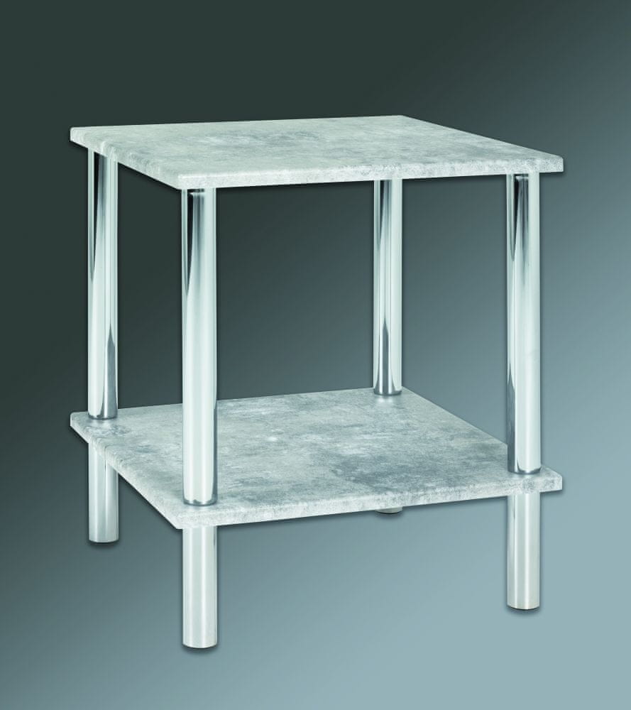 Mørtens Furniture Odkladací stolík Brant, 47 cm, betón/chróm
